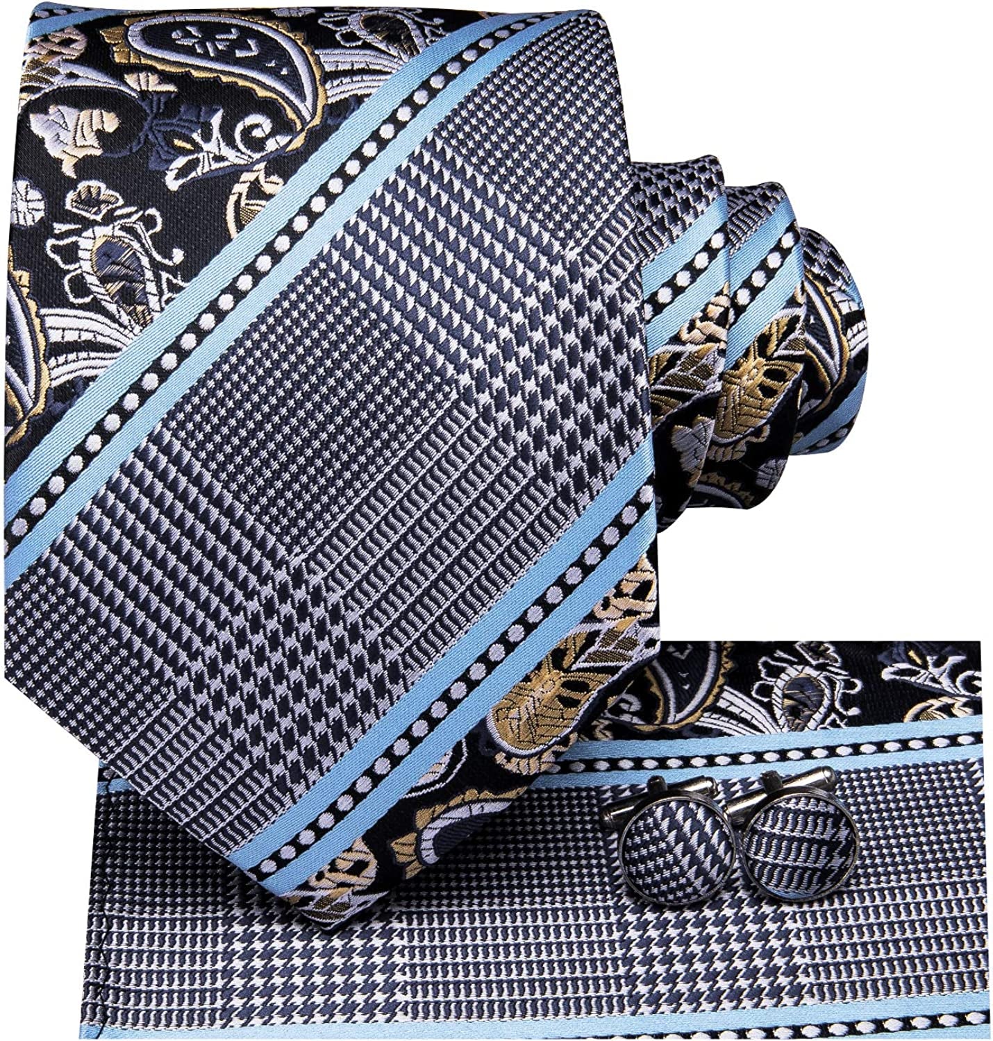 Mens Paisely Silk Tie for Men Necktie and Pocket Square Set