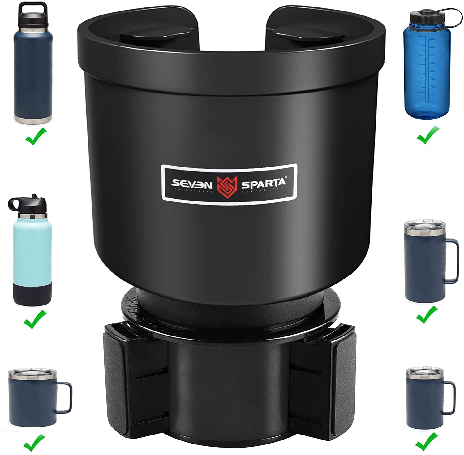 Upgraded Car Cup Holder Expander Adapter with Offset Adjustable Base, Compatible with Yeti 14/24/36/46Oz Ramblers, Hydro Flasks 32/40Oz, Other Large Bottles Mugs in 3.4"-4.0"