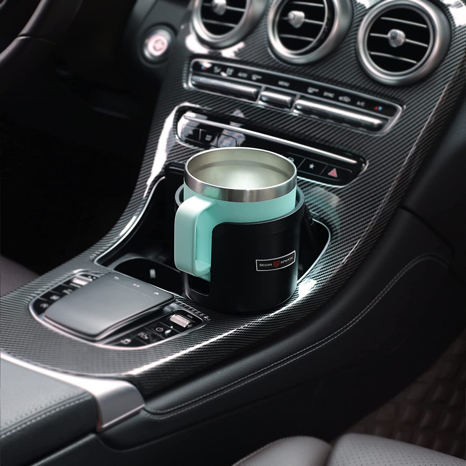 Upgraded Car Cup Holder Expander Adapter with Offset Adjustable Base, Compatible with Yeti 14/24/36/46Oz Ramblers, Hydro Flasks 32/40Oz, Other Large Bottles Mugs in 3.4"-4.0"