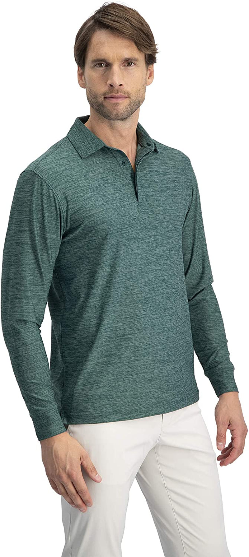 Men'S Dry Fit Long Sleeve Golf Shirt - Quick Dry Polo Shirts - UPF 30, Stretch Fabric