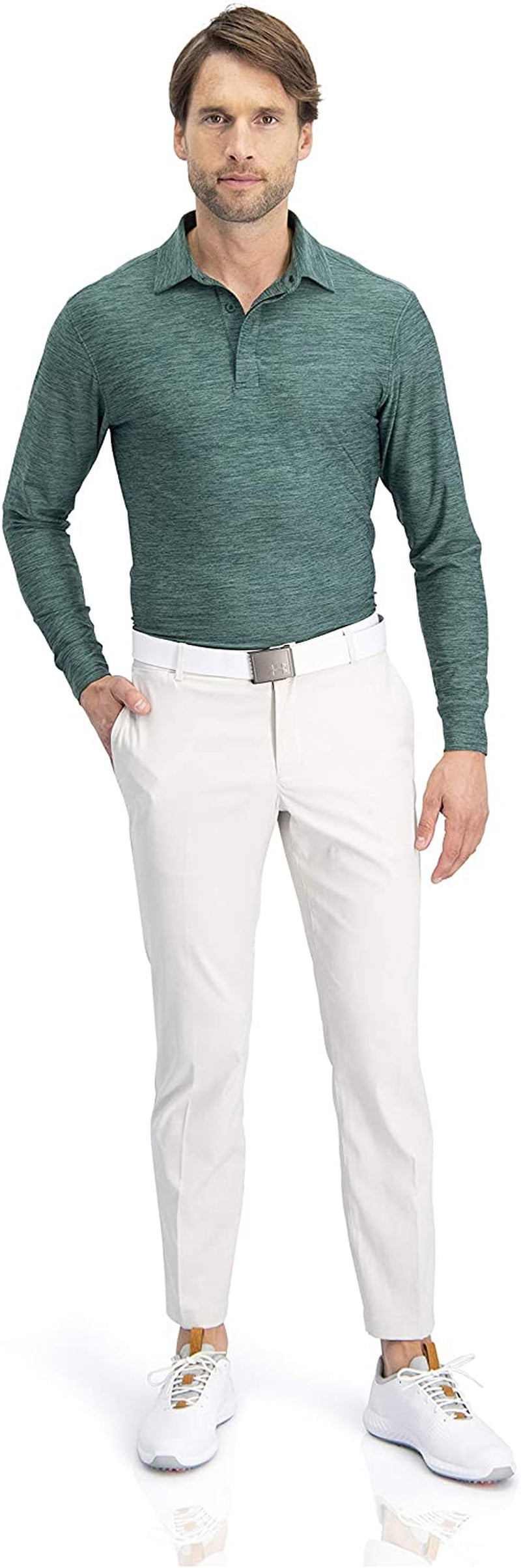 Men'S Dry Fit Long Sleeve Golf Shirt - Quick Dry Polo Shirts - UPF 30, Stretch Fabric