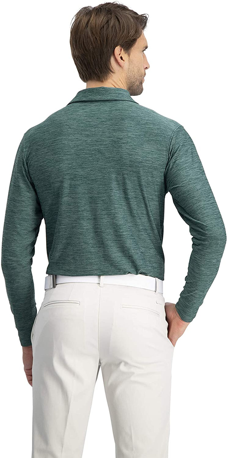 Men'S Dry Fit Long Sleeve Golf Shirt - Quick Dry Polo Shirts - UPF 30, Stretch Fabric