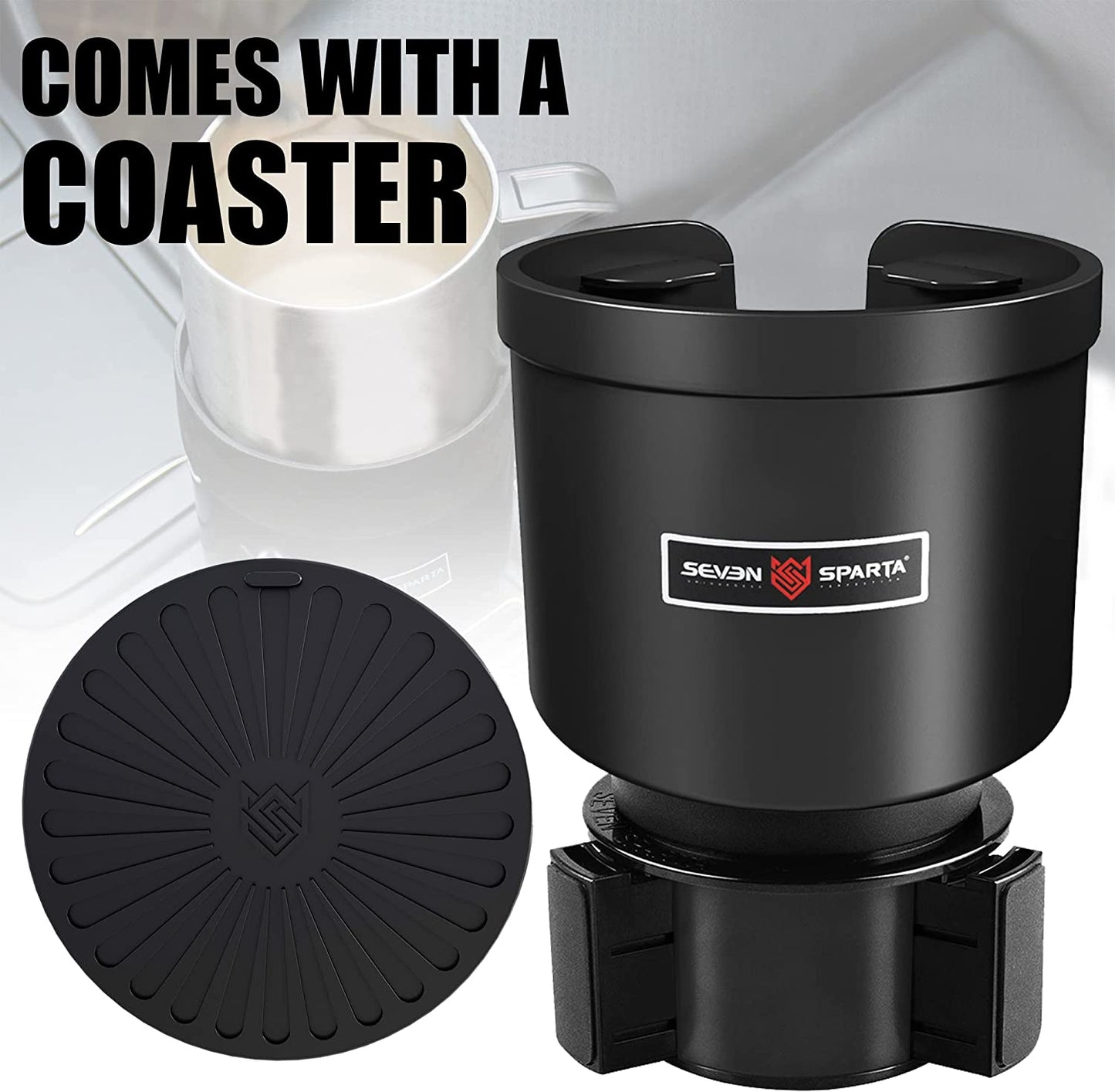 Upgraded Car Cup Holder Expander Adapter with Offset Adjustable Base, Compatible with Yeti 14/24/36/46Oz Ramblers, Hydro Flasks 32/40Oz, Other Large Bottles Mugs in 3.4"-4.0"
