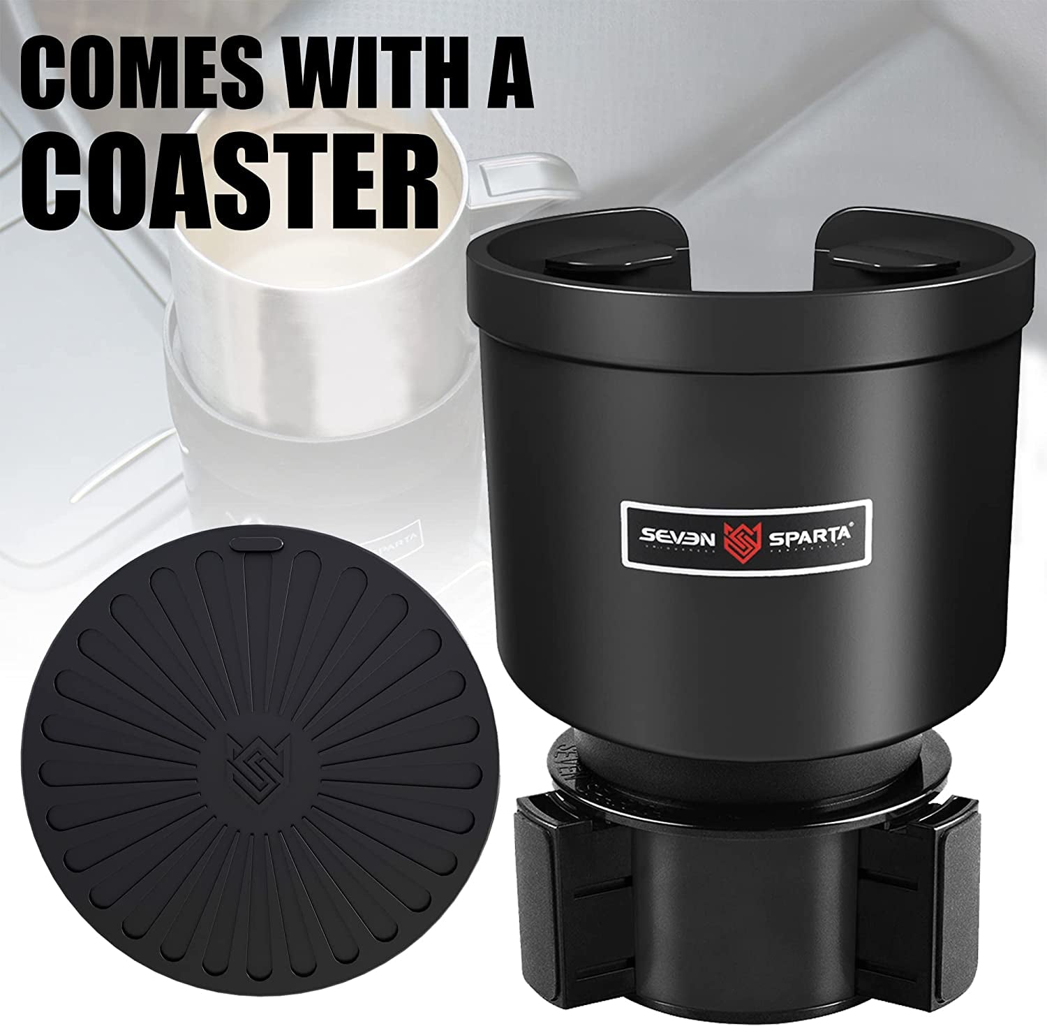 Upgraded Car Cup Holder Expander Adapter with Offset Adjustable Base, Compatible with Yeti 14/24/36/46Oz Ramblers, Hydro Flasks 32/40Oz, Other Large Bottles Mugs in 3.4"-4.0"