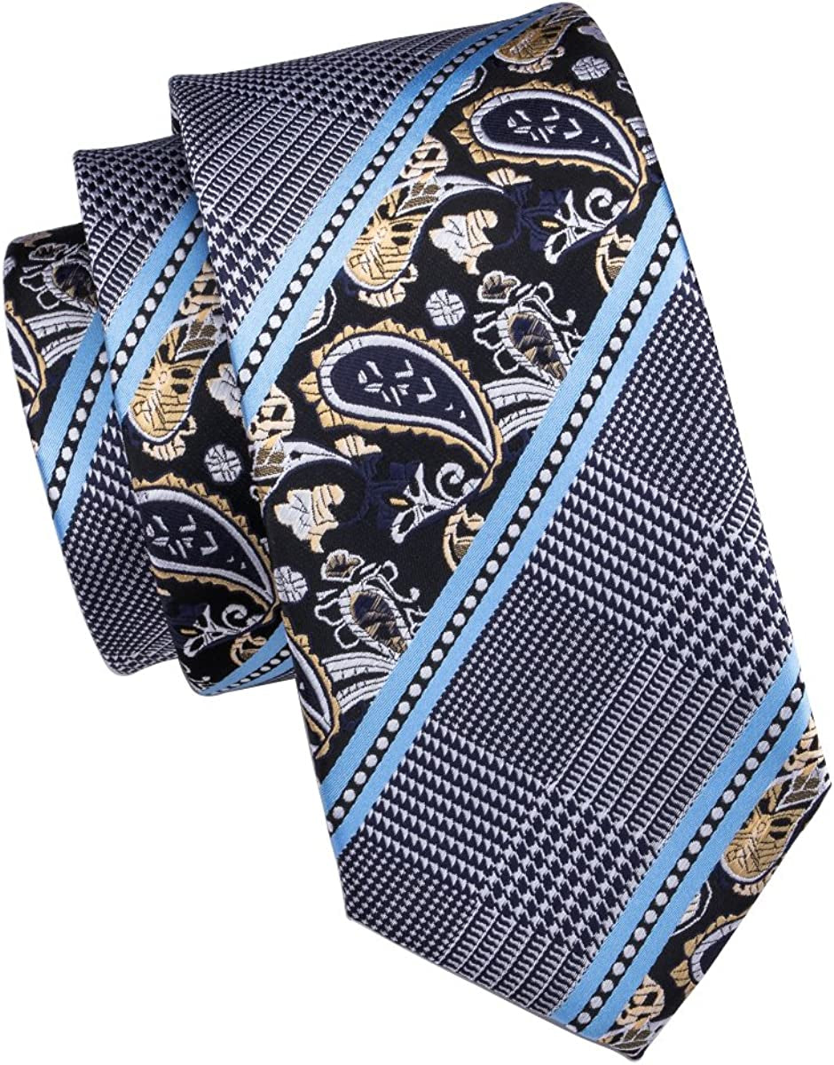 Mens Paisely Silk Tie for Men Necktie and Pocket Square Set